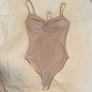 Brand-new Sparkling Nude Body Suit, Cup support + easy snap-closure - Size S